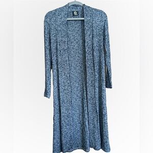 Bobeau Marled Blue Maxi Ribbed Cardigan Medium